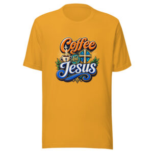 Coffee And Jesus Graphic Tee mockup 1 Coffee And Jesus Graphic Tee front view