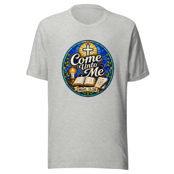 Come Unto Me Matt. 11:28 Graphic Tee mockup 4 Come Unto Me Matt. 11:28 Graphic Tee mockup 4