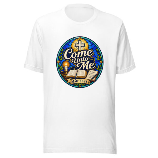 Come Unto Me Matt. 11:28 Graphic Tee mockup 5 Come Unto Me Matt. 11:28 Graphic Tee mockup 5
