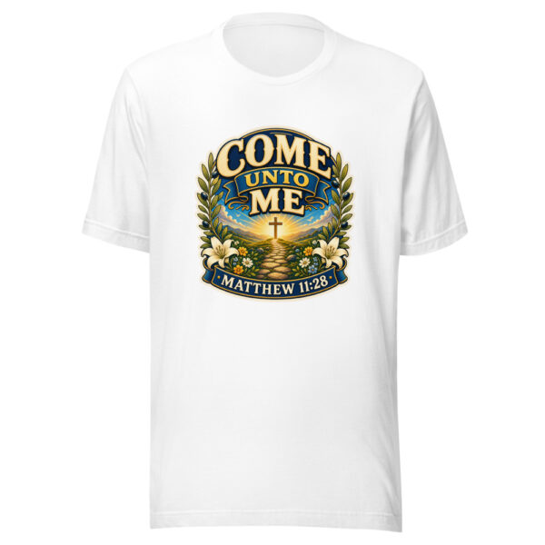 Come Unto Me Matthew 11:28 Heartbeat-20260613-shirtsaboutjesus-codex Graphic Tee mockup 3