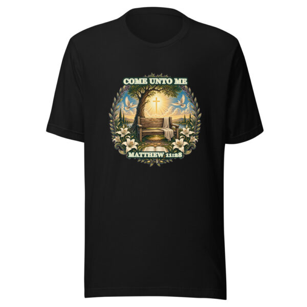 COME UNTO ME / MATTHEW 11:28 Heartbeat-20260614-shirtsaboutjesus-codex Graphic Tee mockup 7