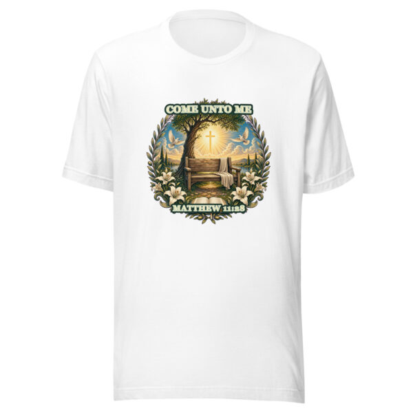COME UNTO ME / MATTHEW 11:28 Heartbeat-20260614-shirtsaboutjesus-codex Graphic Tee mockup 8