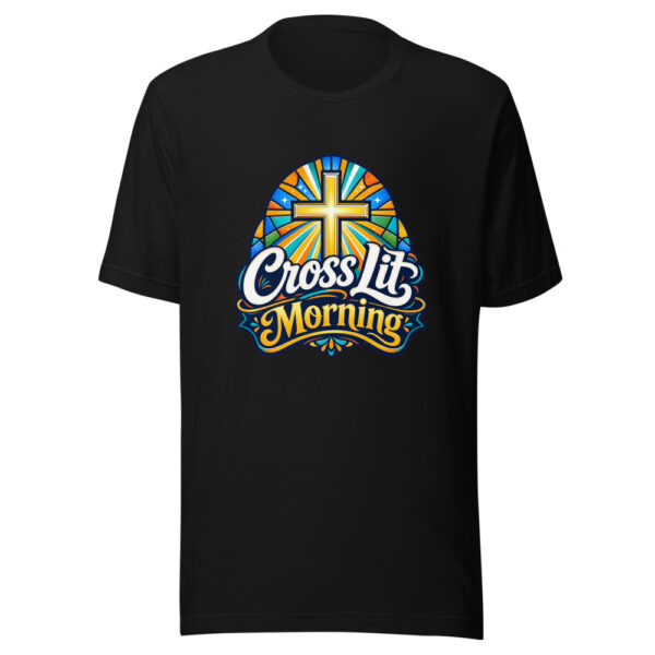 Cross Lit Morning Graphic Tee mockup 2 Cross Lit Morning Graphic Tee mockup 2