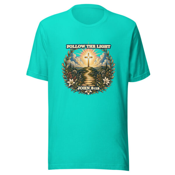 FOLLOW THE LIGHT / JOHN 8:12 Heartbeat-20260614-shirtsaboutjesus-codex Graphic Tee mockup 4