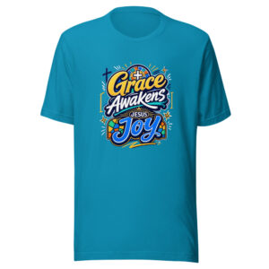 Grace Awakens Joy Graphic Tee mockup 1 Grace Awakens Joy Graphic Tee front view
