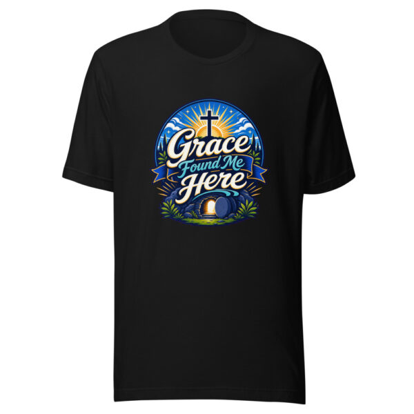 Grace Found Me Here Graphic Tee mockup 7