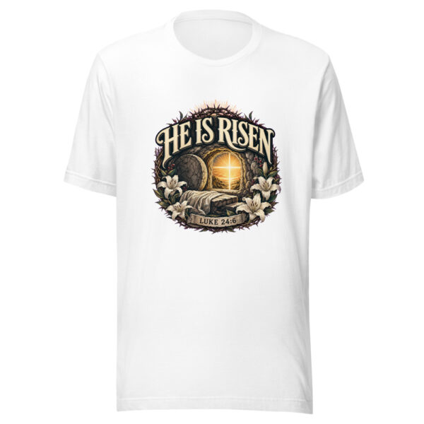 He Is Risen Luke 24:6 Heartbeat-20260613-shirtsaboutjesus-codex Graphic Tee mockup 3 He Is Risen Luke 24:6 Heartbeat-20260613-shirtsaboutjesus-codex Graphic Tee mockup 3
