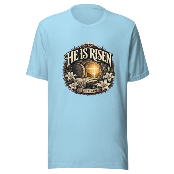 He Is Risen Luke 24:6 Heartbeat-20260613-shirtsaboutjesus-codex Graphic Tee mockup 5