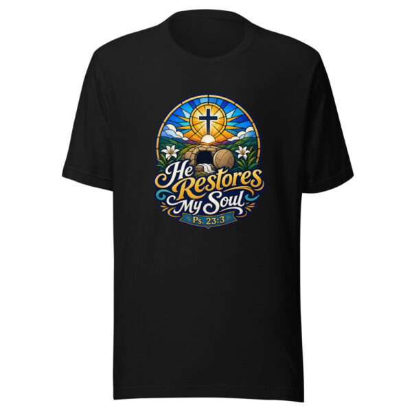 He Restores My Soul Ps. 23:3 Graphic Tee mockup 1 He Restores My Soul Ps. 23:3 Graphic Tee front view