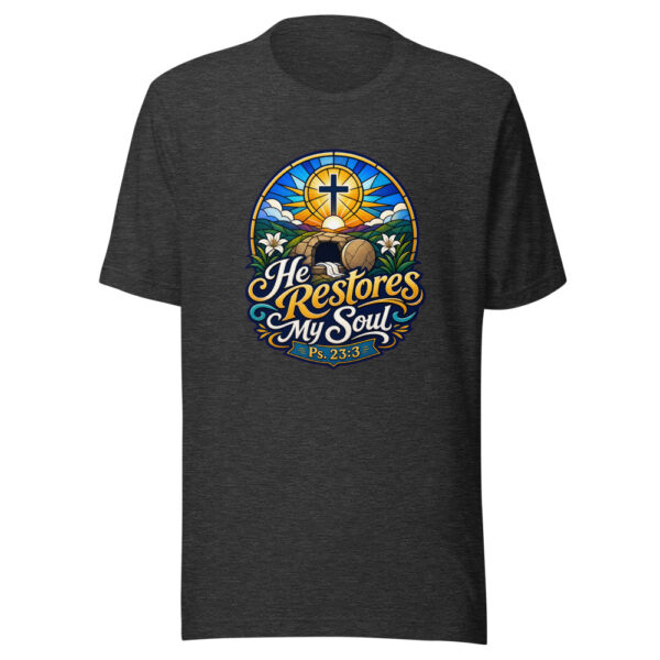 He Restores My Soul Ps. 23:3 Graphic Tee mockup 7