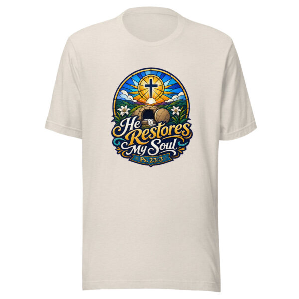 He Restores My Soul Ps. 23:3 Graphic Tee mockup 8