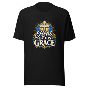 Held By His Grace Graphic Tee mockup 1 Held By His Grace Graphic Tee front view