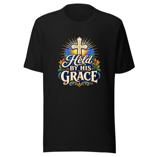 Held By His Grace Graphic Tee mockup 2