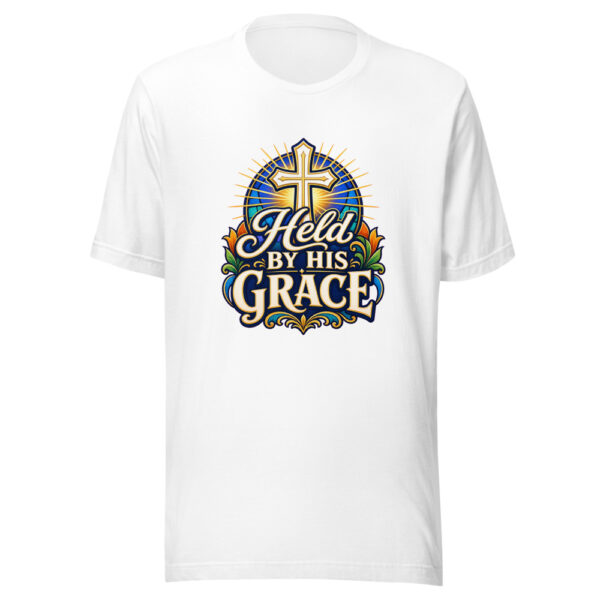 Held By His Grace Graphic Tee mockup 3
