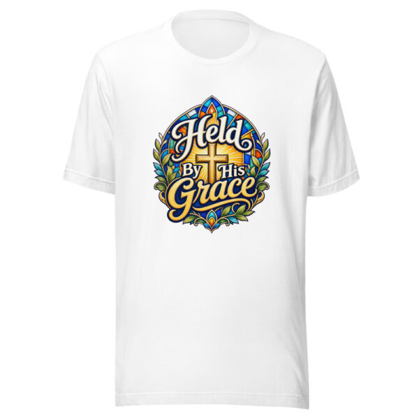 Held By His Grace Graphic Tee mockup 3