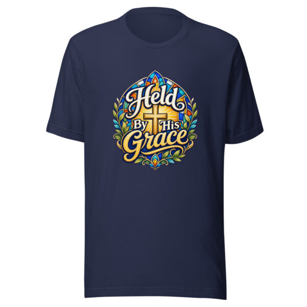 Held By His Grace Graphic Tee mockup 4
