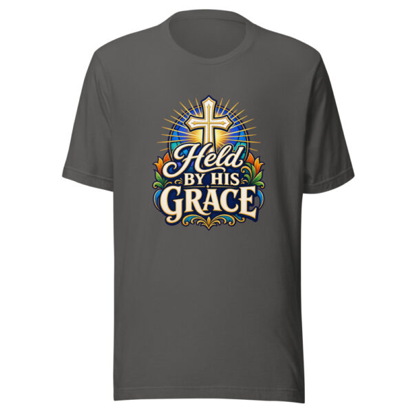 Held By His Grace Graphic Tee mockup 5