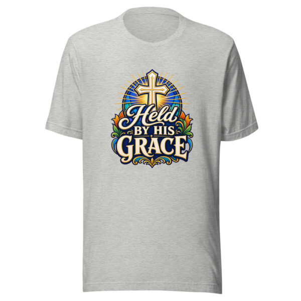 Held By His Grace Graphic Tee mockup 6