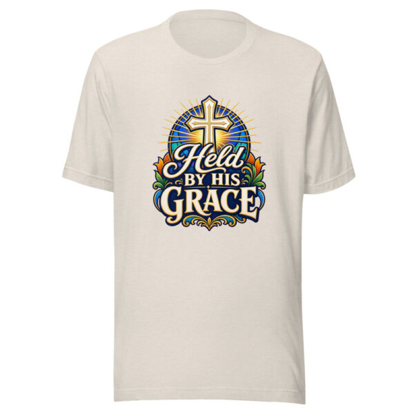 Held By His Grace Graphic Tee mockup 8