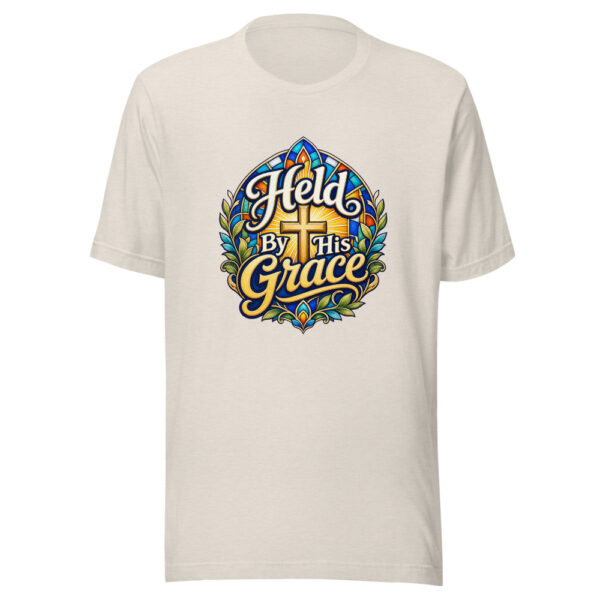 Held By His Grace Graphic Tee mockup 8