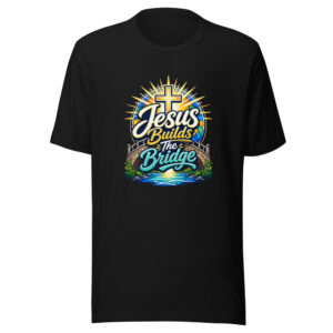 Jesus Builds The Bridge Graphic Tee mockup 1 Jesus Builds The Bridge Graphic Tee front view