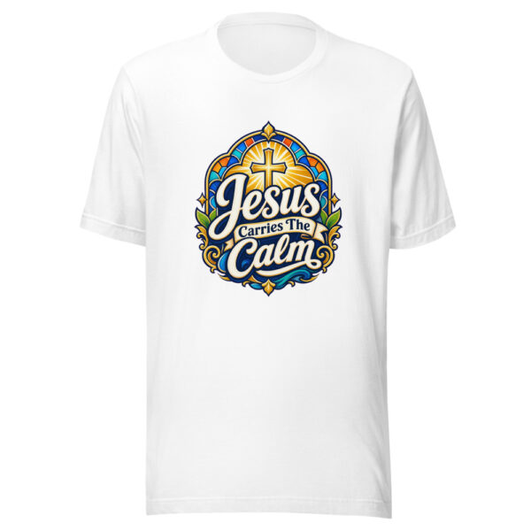 Jesus Carries The Calm Graphic Tee mockup 3 Jesus Carries The Calm Graphic Tee mockup 3