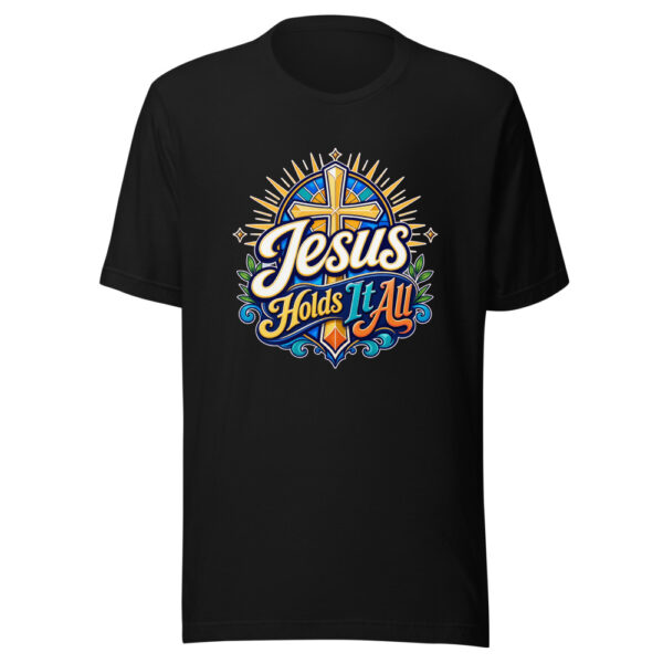 Jesus Holds It All Graphic Tee mockup 2