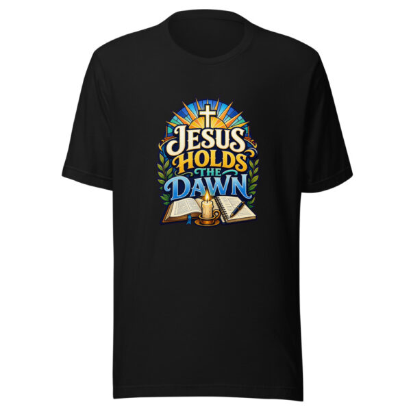 Jesus Holds The Dawn Graphic Tee mockup 7