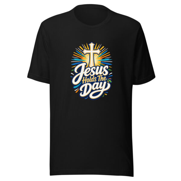 Jesus Holds The Day Graphic Tee mockup 2