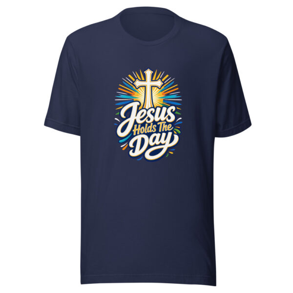 Jesus Holds The Day Graphic Tee mockup 3