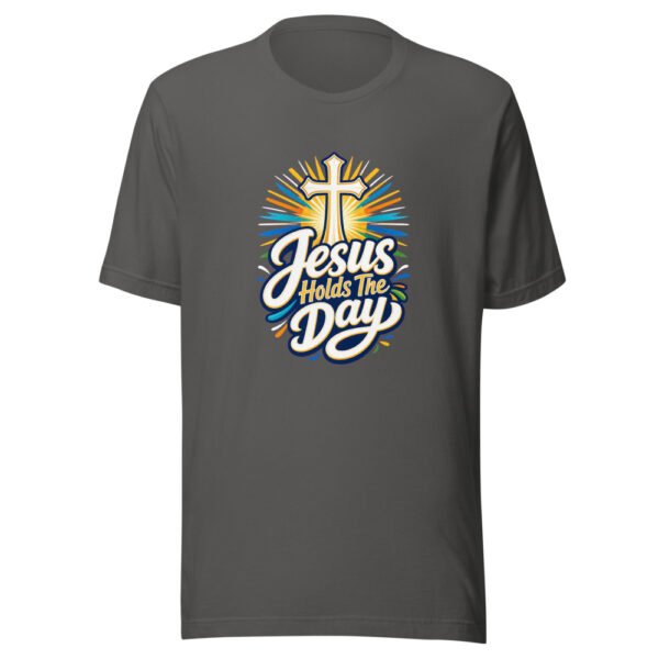 Jesus Holds The Day Graphic Tee mockup 4