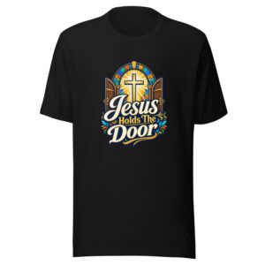 Jesus Holds The Door Graphic Tee mockup 1 Jesus Holds The Door Graphic Tee front view