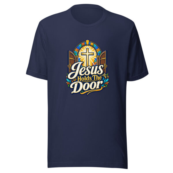 Jesus Holds The Door Graphic Tee mockup 4