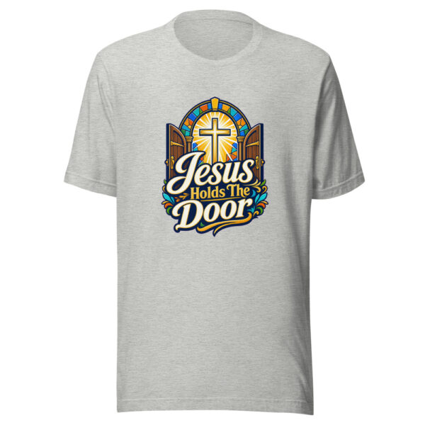Jesus Holds The Door Graphic Tee mockup 6