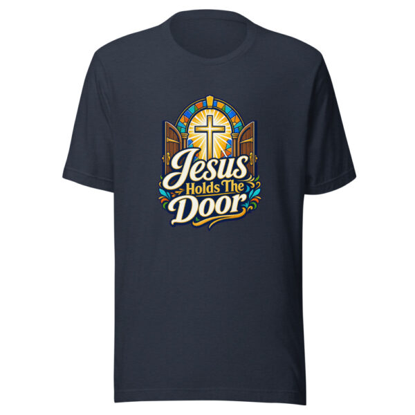 Jesus Holds The Door Graphic Tee mockup 7