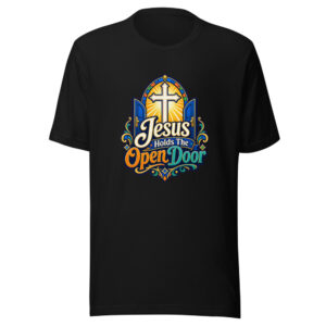 Jesus Holds The Open Door Graphic Tee mockup 1 Jesus Holds The Open Door Graphic Tee front view