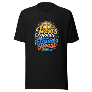 Jesus Holds The Tired Heart Graphic Tee mockup 1 Jesus Holds The Tired Heart Graphic Tee front view