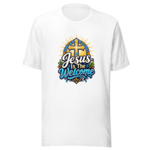 Jesus Is The Welcome Graphic Tee mockup 1 Jesus Is The Welcome Graphic Tee front view