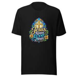Jesus Keeps Love Near Graphic Tee mockup 1 Jesus Keeps Love Near Graphic Tee front view