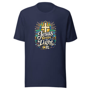 Jesus Keeps The Light On Graphic Tee front view