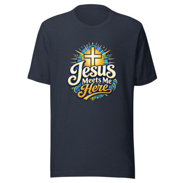 Jesus Meets Me Here Graphic Tee mockup 7