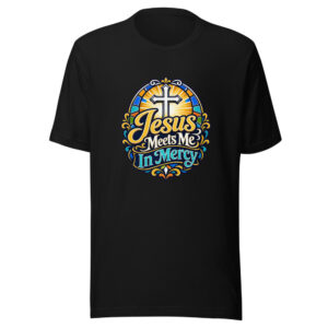 Jesus Meets Me In Mercy Graphic Tee mockup 1 Jesus Meets Me In Mercy Graphic Tee front view