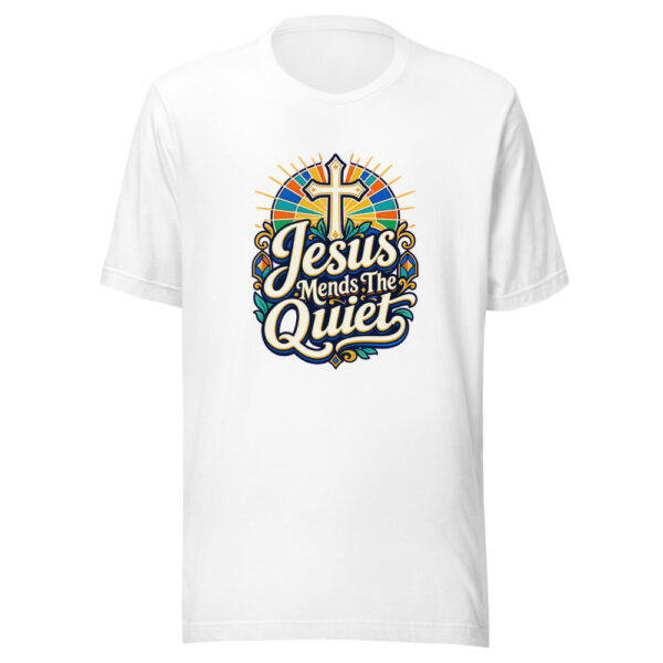 Jesus Mends The Quiet Graphic Tee mockup 3
