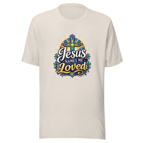 Jesus Names Me Loved Graphic Tee mockup 8
