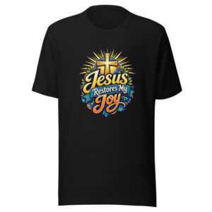 Jesus Restores My Joy Graphic Tee mockup 1 Jesus Restores My Joy Graphic Tee front view