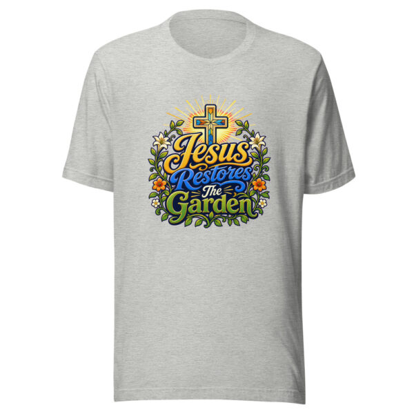 jesus-restores-the-garden-evergreen-shirt-design-manual-jesus-restores-t-mockup-4 Jesus Restores The Garden Graphic Tee