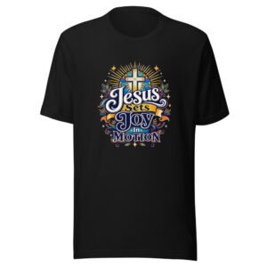 Jesus Sets Joy In Motion Graphic Tee mockup 1 Jesus Sets Joy In Motion Graphic Tee front view