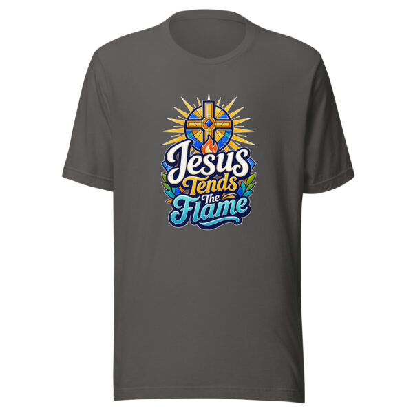 Jesus Tends The Flame Graphic Tee mockup 4