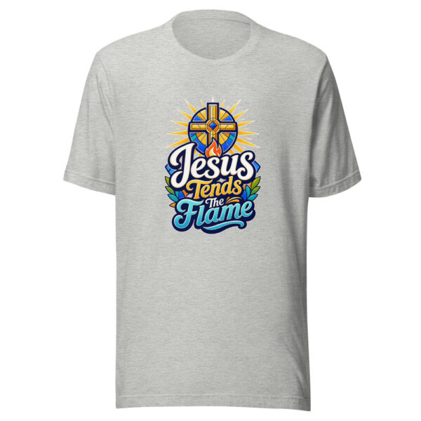 Jesus Tends The Flame Graphic Tee mockup 5