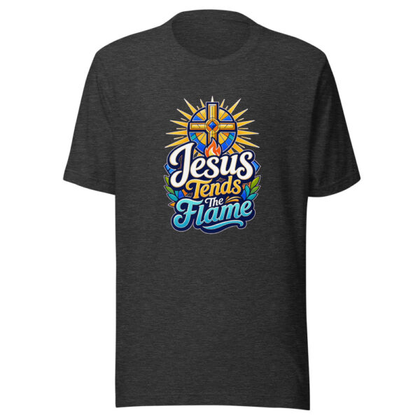 Jesus Tends The Flame Graphic Tee mockup 6